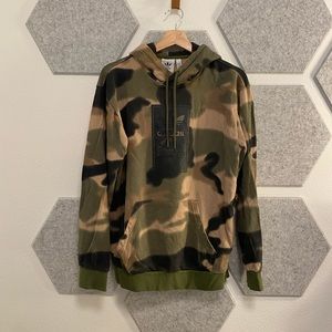 M Medium Adidas Camo Hoodie Long Sleeve Green Tan Black